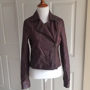 NWT Blu Pepper Burgundy Vegan Leather Jacket S